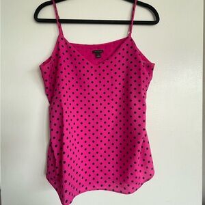 Ann Taylor Fuchsia and Black Polka Dot Camisole